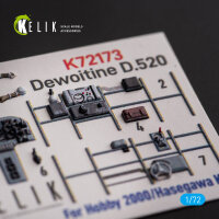 Dewoitine D.520 - interior 3D decals for Hobby 2000/Hasegawa kit