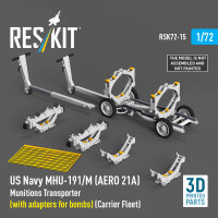 US NAVY MHU-191/M (AERO 21A) Munitions Transporter (with adapters for bombs) (Carrier Fleet, C-130) (3D Printed model kit)