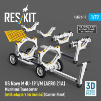US NAVY MHU-191/M (AERO 21A) Munitions Transporter (with adapters for bombs) (Carrier Fleet, C-130) (3D Printed model kit)