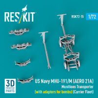 US NAVY MHU-191/M (AERO 21A) Munitions Transporter (with adapters for bombs) (Carrier Fleet, C-130) (3D Printed model kit)