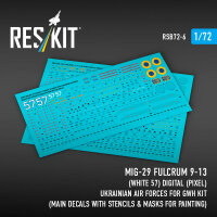 MiG-29 Fulcrum 9-13 (White 57) Digital (Pixel) Ukrainian Air Forces for GWH kit (Main Decals with Stencils & Masks for painting)