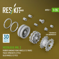 Merkava Mk.3 rubber bandage road wheels (12 pairs), track...