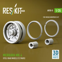 Merkava Mk.4 steel road wheels (12 pairs) (3D Printed)...