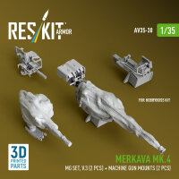 Merkava Mk.4 MG set, V.3 (2 pcs) + Machine gun mounts (2 pcs) (3D Printed) for Meng