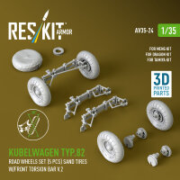 Kubelwagen typ.82 road wheels set (5 pcs) sand tires...