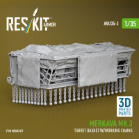 Merkava Mk.3 turret basket w/working chains for Meng kit (3D Printed)