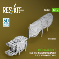 Merkava Mk.3 rear hull metall storage baskets (2 pcs) w/workable chains for HobbyBoss kit (3D Printed)