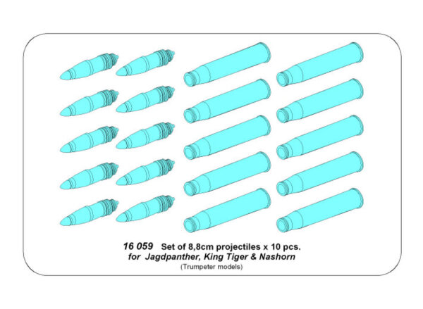 Set of 8,8cm projectiles for Jagdpanther, King Tiger & Nashorn